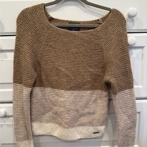 Abercrombie & Fitch Brown and Cream Crew Neck Sweater